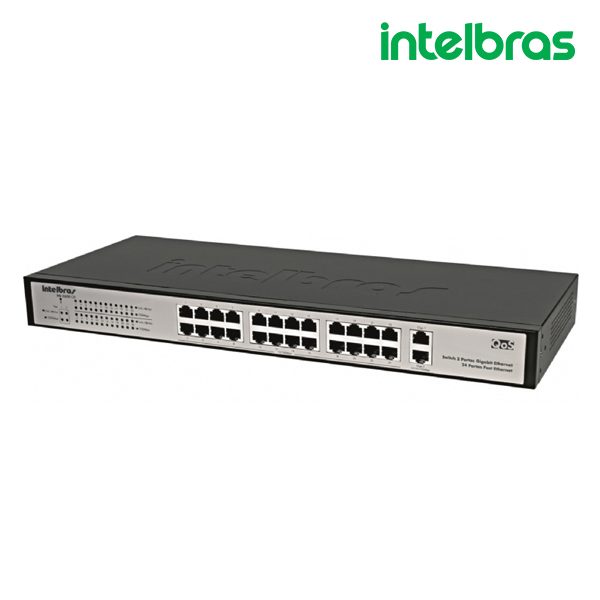 Switch 24 Portas Fast Ethernet + 02 Portas Gigabit Ethernet SG 2620 Qr - Intelbras