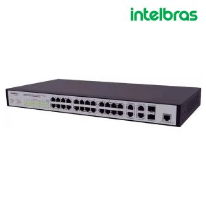 Switch Gerenciável 24 portas Fast Ethernet + 4 portas Gigabit Ethernet com 2 portas Mini-GBIC - Intelbras