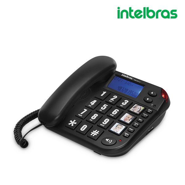 Telefone com Fio com Teclas Grandes Tok Fácil ID com Identificador de Chamadas Preto - Intelbras