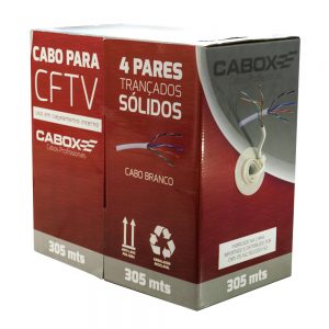 Cabo Tipo UTP 4 pares 5mm Branco uso Interno Para CFTV 305m - Cabox